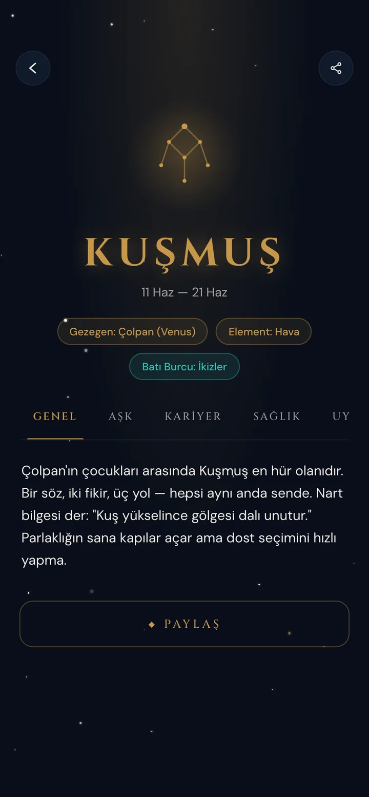 Yıldız Otağı sembol detay ekranı